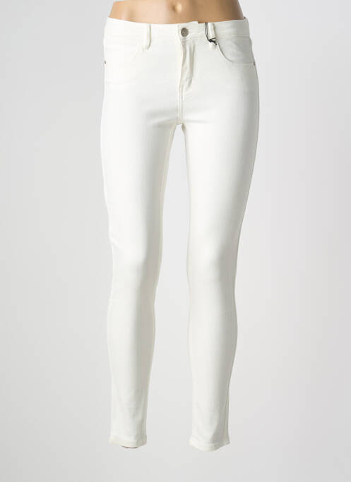 Pantalon slim tissage popeline taille normale blanc F.A.M. femme