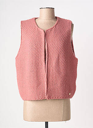 Gilet sans manche maille tricot rose LA PETITE ETOILE femme