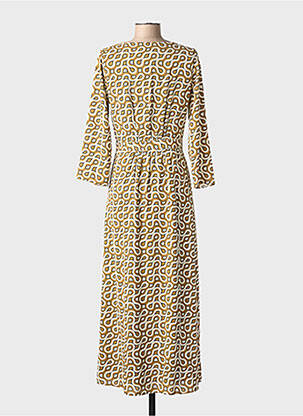 Robe longue imprimé fantaisie manches 3/4 vert LA PETITE ETOILE femme