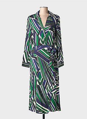 Robe mi-longue imprimé fantaisie manches longues bleu LA PETITE ETOILE femme