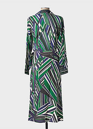 Robe mi-longue imprimé fantaisie manches longues bleu LA PETITE ETOILE femme