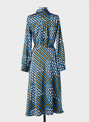 Robe mi-longue imprimé fantaisie manches longues bleu LA PETITE ETOILE femme