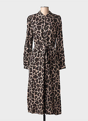 Robe mi-longue manches longues manches longues marron NUMPH femme