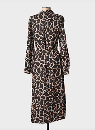 Robe mi-longue manches longues manches longues marron NUMPH femme