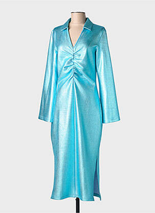 Robe longue coupe cintrée manches longues bleu NUMPH femme