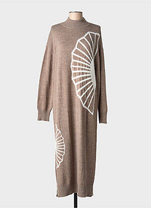 Robe pull col rond manches longues marron NUMPH femme