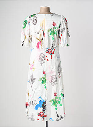 Robe mi-longue imprimé fleurs manches courtes blanc NUMPH femme
