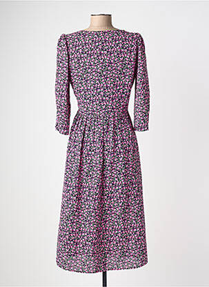 Robe mi-longue imprimé fleurs manches 3/4 rose LA PETITE ETOILE femme