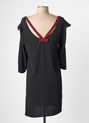 Robe mi-longue tissage crêpe manches longues noir LA PETITE ETOILE femme