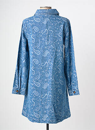 Robe mi-longue imprimé fantaisie manches longues bleu LA PETITE ETOILE femme