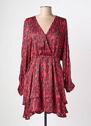 Robe mi-longue imprimé fantaisie manches longues rouge ARTLOVE femme