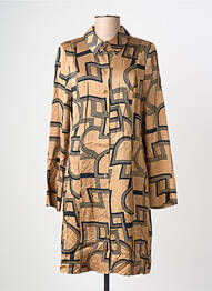 Robe mi-longue imprimé fantaisie manches longues marron NUMPH femme