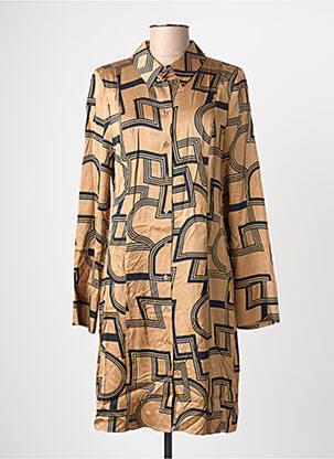 Robe mi-longue imprimé fantaisie manches longues marron NUMPH femme
