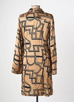 Robe mi-longue imprimé fantaisie manches longues marron NUMPH femme