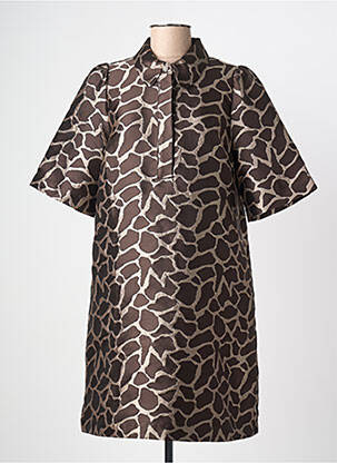 Robe mi-longue manches courtes manches courtes marron NUMPH femme