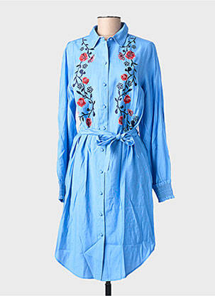 Robe mi-longue manches longues manches longues bleu NUMPH femme