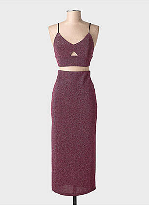 Ensemble jupe col v rose LA PETITE ETOILE femme