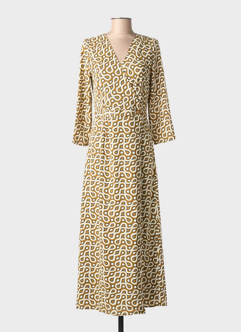 Robe longue imprimé fantaisie manches 3/4 vert LA PETITE ETOILE femme