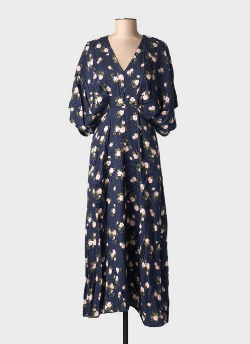 Robe longue imprimé fleurs manches courtes bleu NUMPH femme