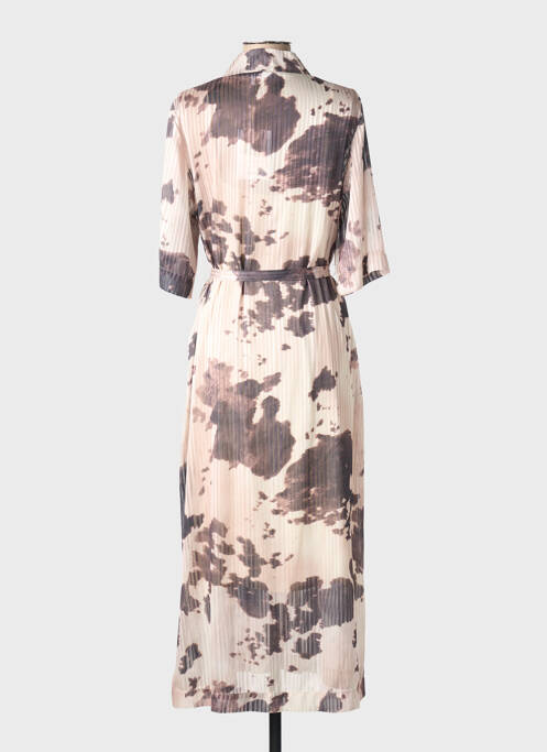 Robe longue imprimé fantaisie manches courtes beige NUMPH femme