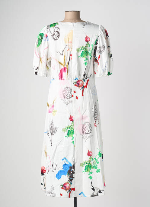 Robe mi-longue imprimé fleurs manches courtes blanc NUMPH femme