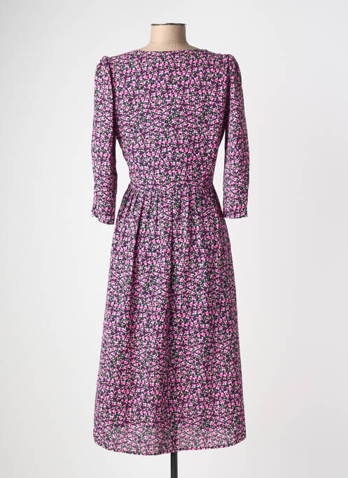 Robe mi-longue imprimé fleurs manches 3/4 rose LA PETITE ETOILE femme