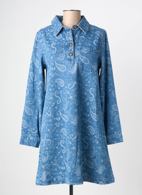 Robe mi-longue imprimé fantaisie manches longues bleu LA PETITE ETOILE femme