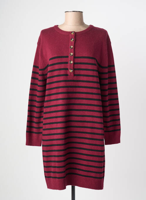 Robe pull coupe droite manches longues rouge ARTLOVE femme