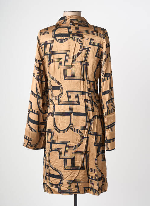 Robe mi-longue imprimé fantaisie manches longues marron NUMPH femme