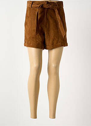 Short fermeture zippée sous rabat avec crochet taille normale marron LA PETITE ETOILE femme