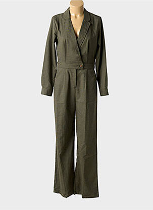 Combi-pantalon fermeture boutonnée sur le devant manches longues vert LA PETITE ETOILE femme