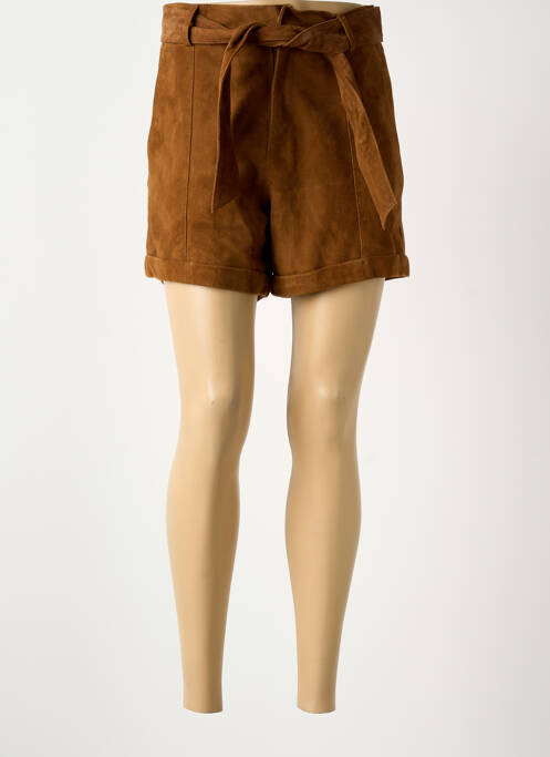 Short fermeture zippée sous rabat avec crochet taille normale marron LA PETITE ETOILE femme