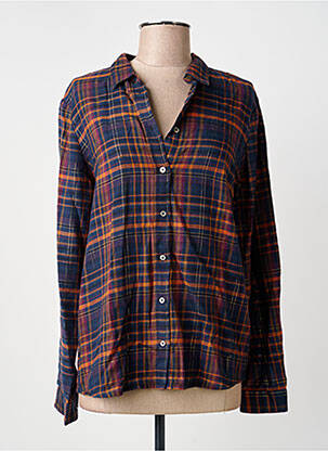 Chemisier coupe droite manches longues bleu LA PETITE ETOILE femme