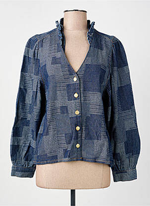 Chemisier coupe cintrée manches longues bleu LA PETITE ETOILE femme