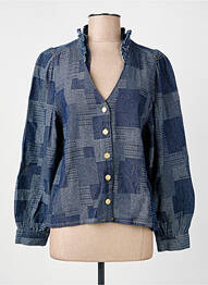 Chemisier coupe cintrée manches longues bleu LA PETITE ETOILE femme