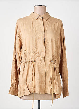 Chemisier coupe droite manches longues beige LA PETITE ETOILE femme