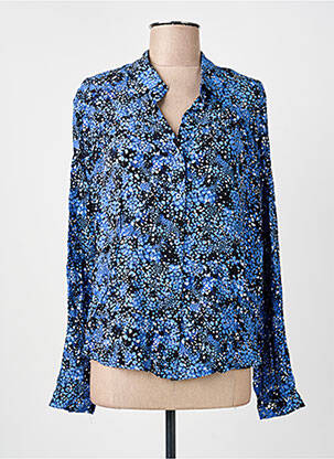 Chemisier tissage crêpe manches longues bleu ARTLOVE femme