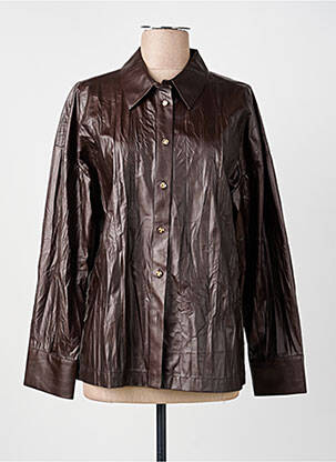 Chemisier coupe droite manches longues marron NUMPH femme
