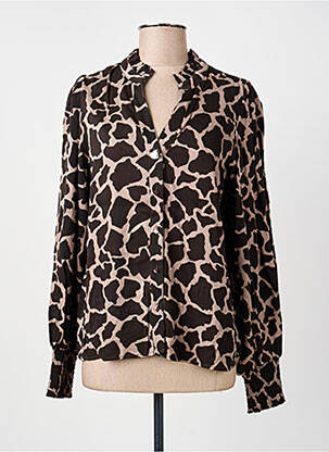Chemisier coupe cintrée manches longues marron NUMPH femme