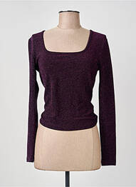 Top col carré manches longues violet LA PETITE ETOILE femme