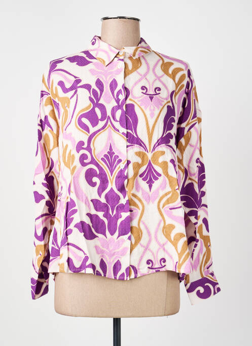 Chemisier imprimé fantaisie manches longues violet LA PETITE ETOILE femme