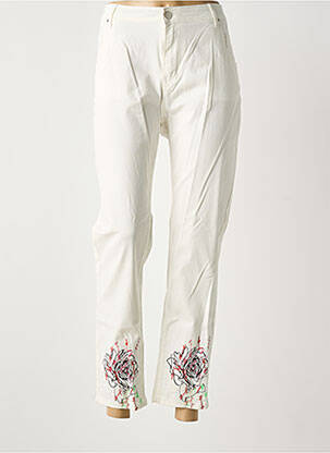 Jeans coupe slim effet usé délavé taille normale beige LESLIE femme