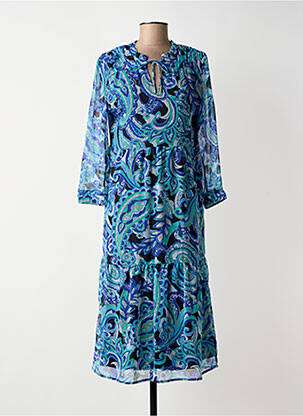 Robe mi-longue imprimé fleurs manches courtes bleu STREET ONE femme