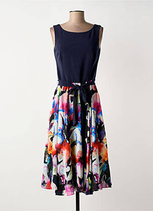 Robe mi-longue imprimé fleurs sans manche bleu VERA MONT femme