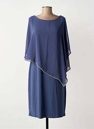 Robe mi-longue coupe fluide manches courtes bleu JOSEPH RIBKOFF femme