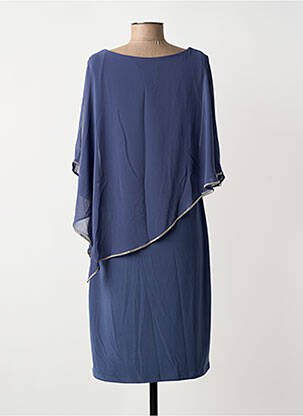 Robe mi-longue coupe fluide manches courtes bleu JOSEPH RIBKOFF femme