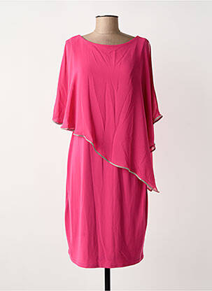 Robe mi-longue coupe fluide manches courtes rose JOSEPH RIBKOFF femme