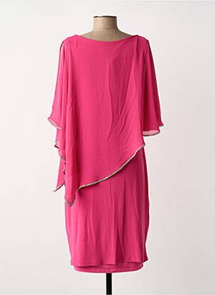 Robe mi-longue coupe fluide manches courtes rose JOSEPH RIBKOFF femme