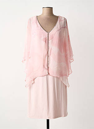Robe mi-longue coupe fluide manches courtes rose JOSEPH RIBKOFF femme