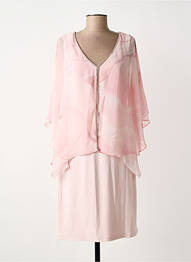 Robe mi-longue coupe fluide manches courtes rose JOSEPH RIBKOFF femme